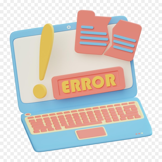 PSD computadora computadora con un mensaje de error en la pantalla