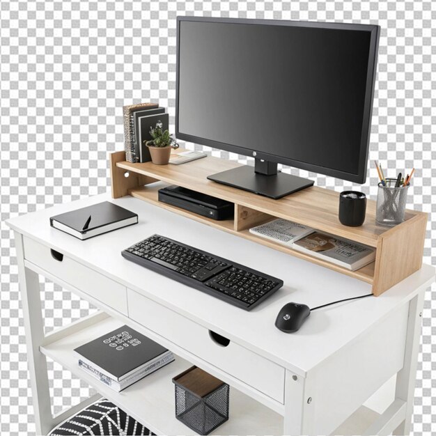 Una computadora en un escritorio