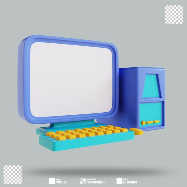 PSD computadora de ilustración 3d