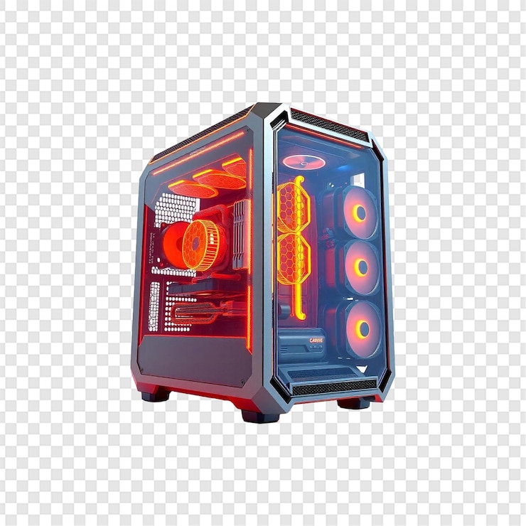 PSD computadora de juegos aislada sobre un fondo transparente