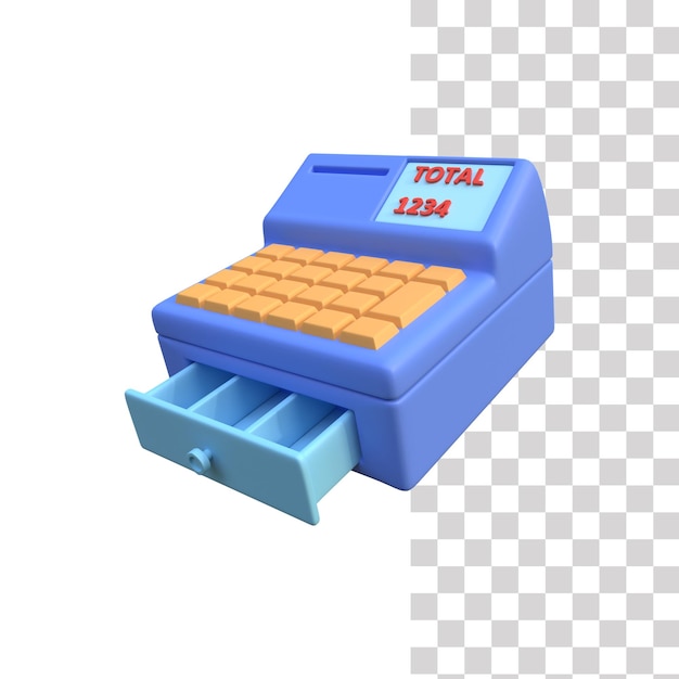 Una computadora de juguete de plástico azul con el número total de 125 en ella