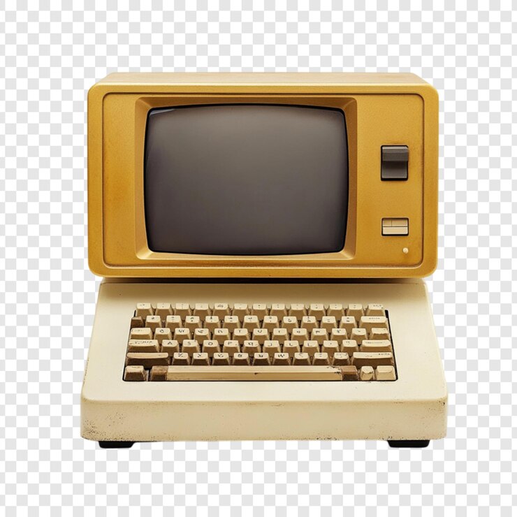 PSD computadora de oro de época tecnología retro pc viejo