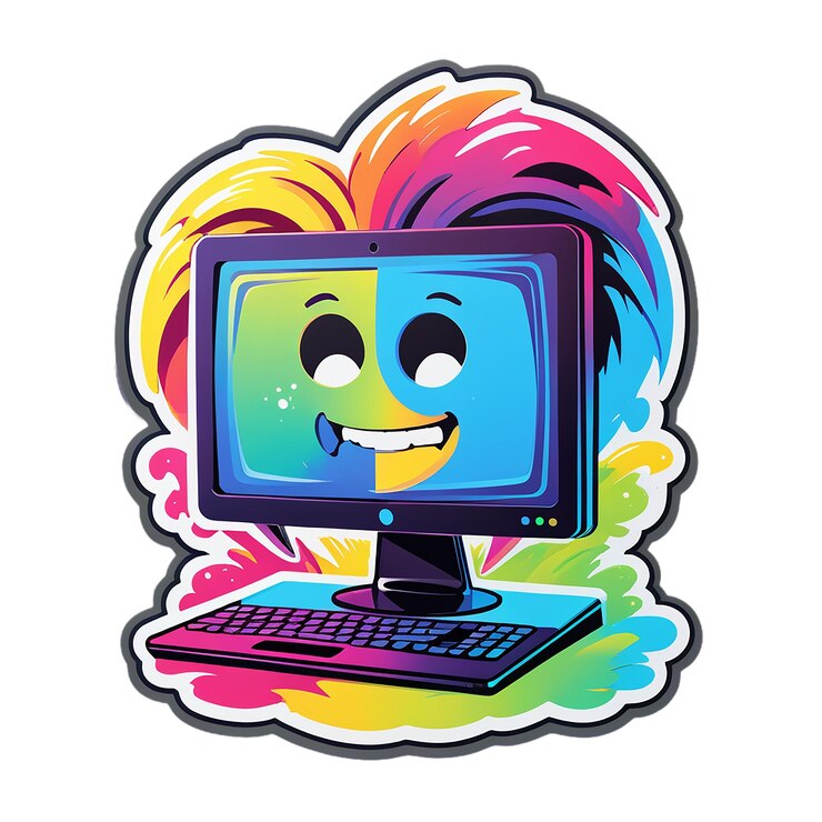 PSD computadora con una personalidad dividida sticker decal