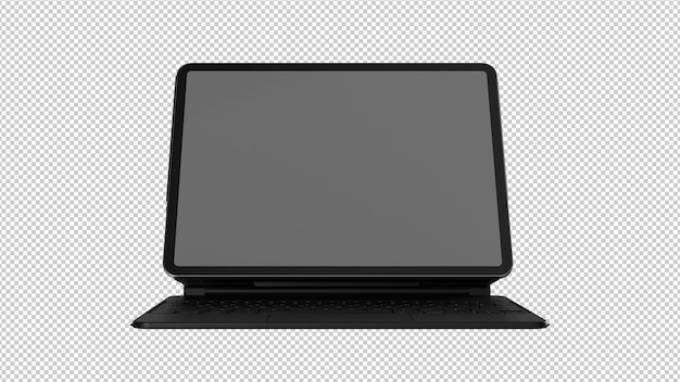 Computadora portátil 3D con teclado de pantalla en blanco PNG