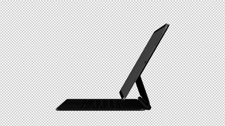 PSD computadora portátil 3d con teclado de pantalla en blanco png