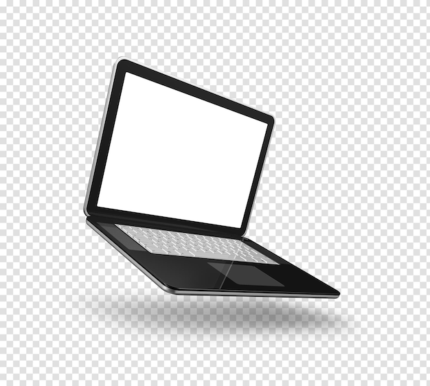 Computadora portátil aislada sobre un fondo transparente
