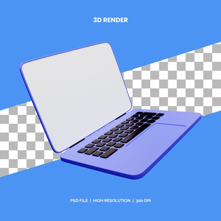 PSD computadora portátil del concepto de la representación del icono 3d