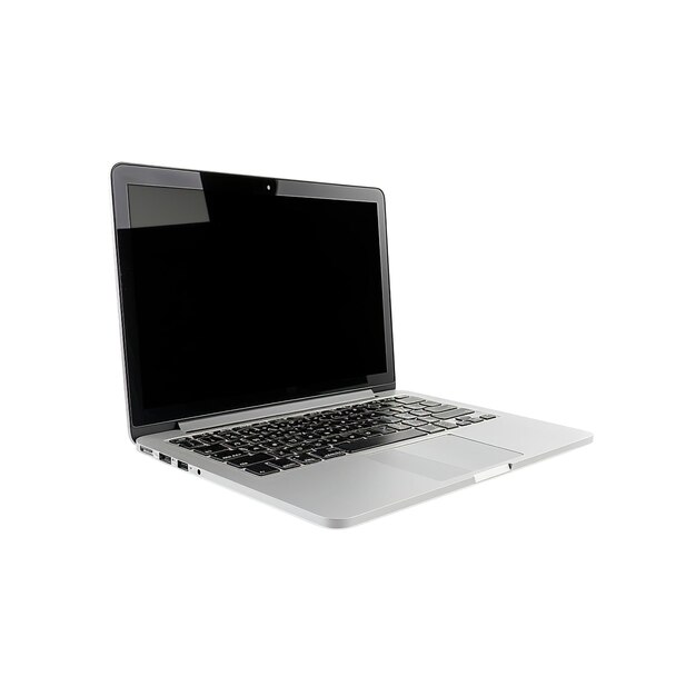 Computadora portátil plateada con pantalla en blanco