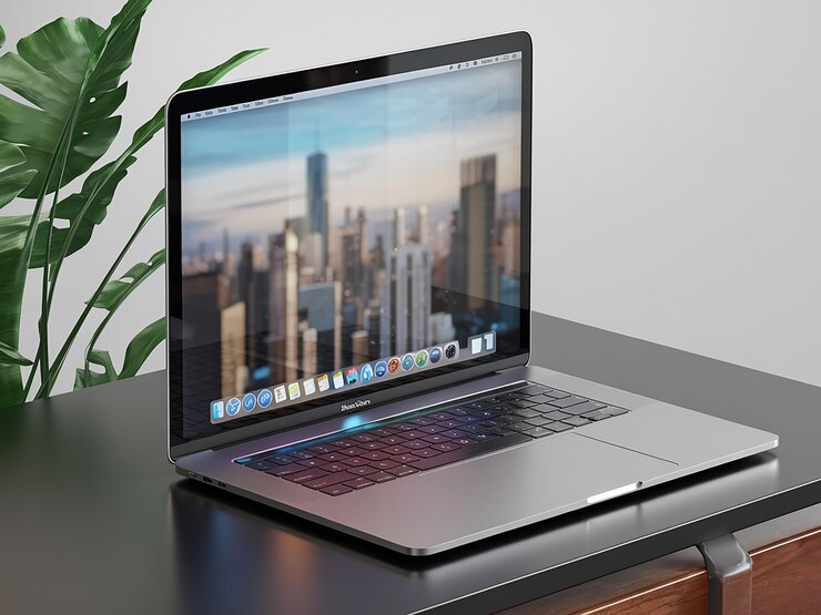 PSD una computadora portátil con un teclado que dice macbook pro en la pantalla
