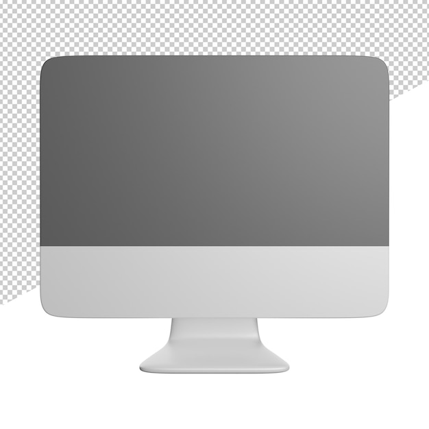 Computadora trabajo oficina vista frontal 3d renderizado icono ilustración ont fondo transparente