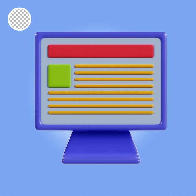 Computadora web negocio icono 3d ilustración