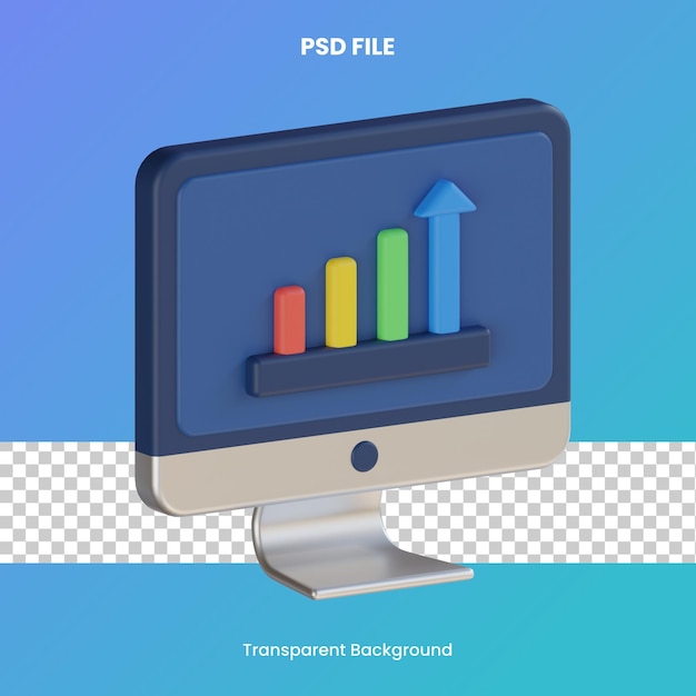 computer-balkendiagramm 3d-rendering psd-datei transparenter hintergrund