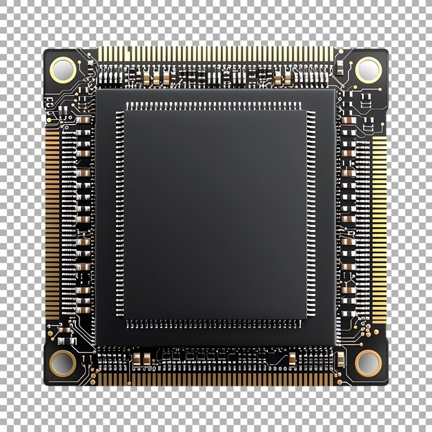 computer chip or cpu on transparent background ai generated