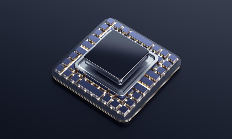 PSD computer chip set mock up renderização 3d