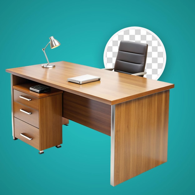 PSD computer desk isolated on transparent background