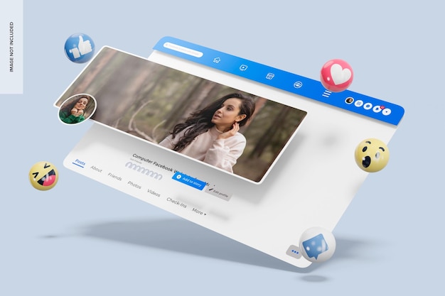 Computer-Facebook-Webinterface-Modell, fallend