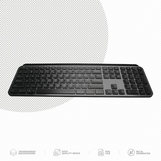 computer keyboard on transparent background