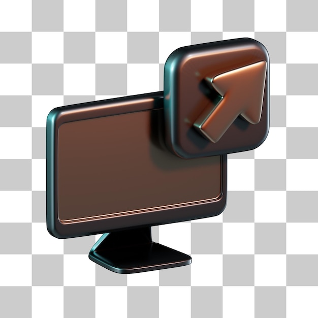 PSD computer mit ausgehendem link-3d-symbol