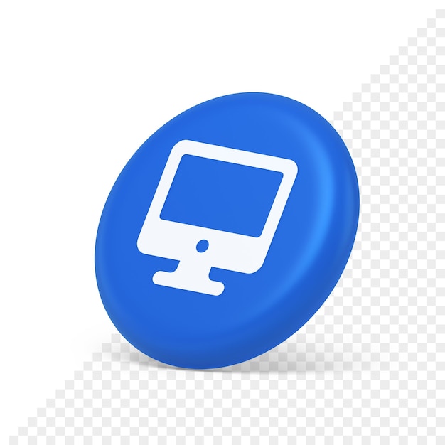 computer monitor connection button cyberspace digital technology 3d isometric realistic icon