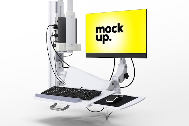 Computer monitor schermo impostato su sfondo bianco vuoto
