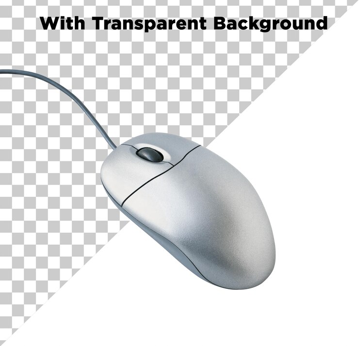 PSD computer mouse silver png psd isolated on transparent background