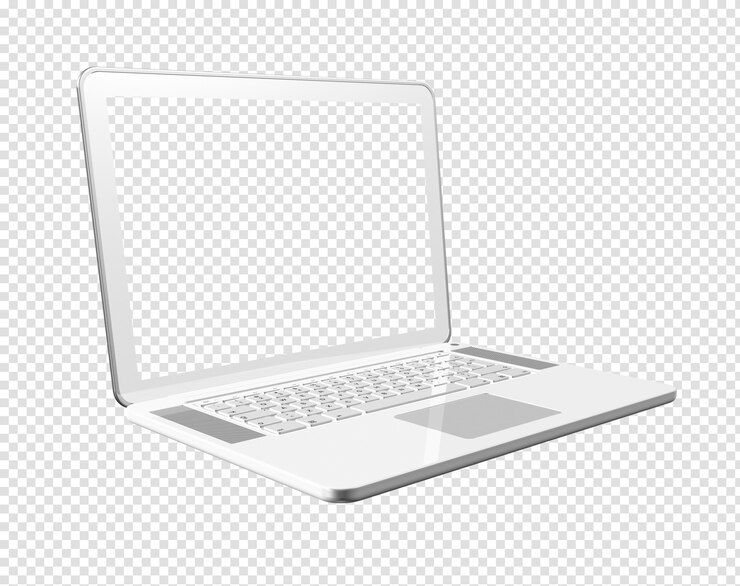 PSD computer portatile bianco isolato