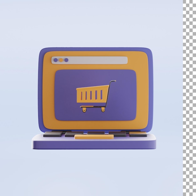 Computer Portatile Con Il Rendering 3d Del Carrello