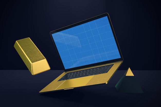 Computer Portatile Con Lingotti D'oro