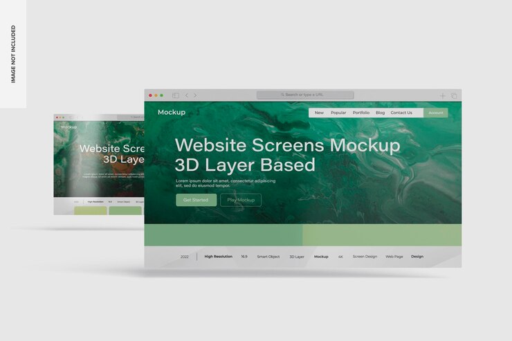 PSD computer screens mockup, front view