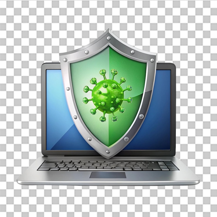 PSD computer virus scan protection icon isolated on transparent background