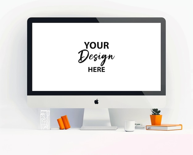 PSD computerbildschirm auf weißem hintergrund mockup psd vorlage