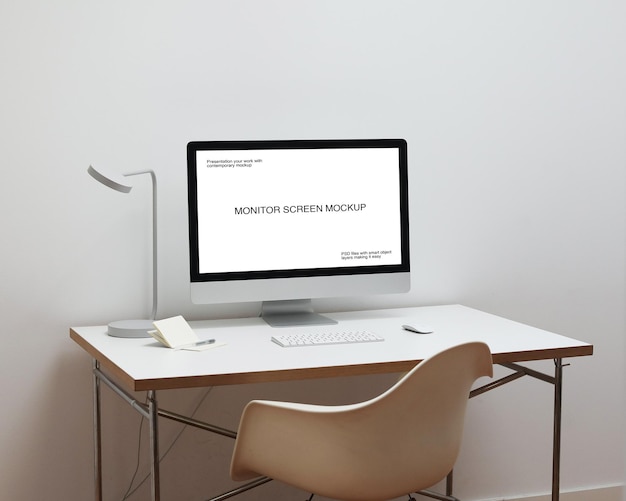 Computerdesktop mit Bildschirmmodell