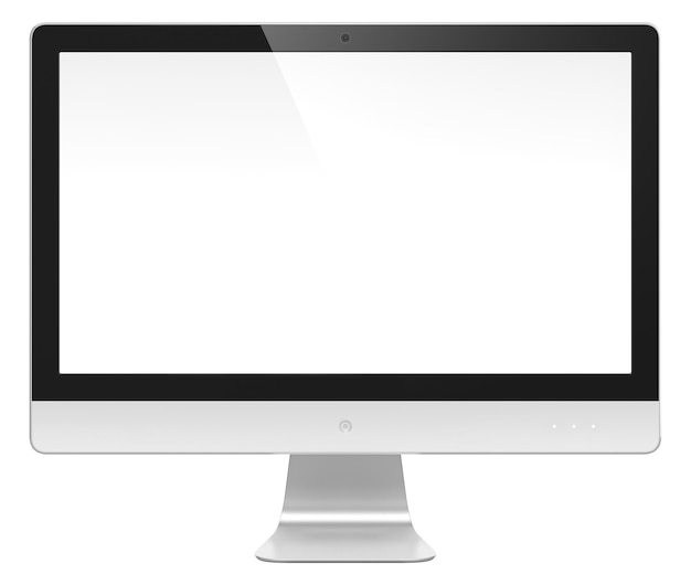 PSD computermonitor mit weißem, leerem bildschirm isoliert auf transparentem hintergrund