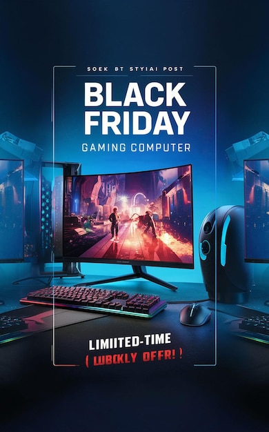 PSD computerspiele black friday super sale soziale medien post design vorlage