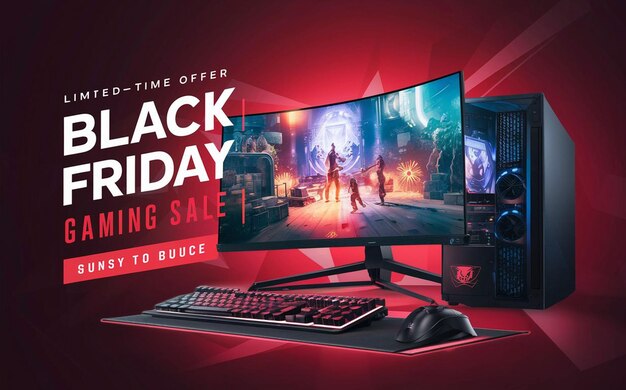 PSD computerspiele black friday super sale soziale medien post design vorlage