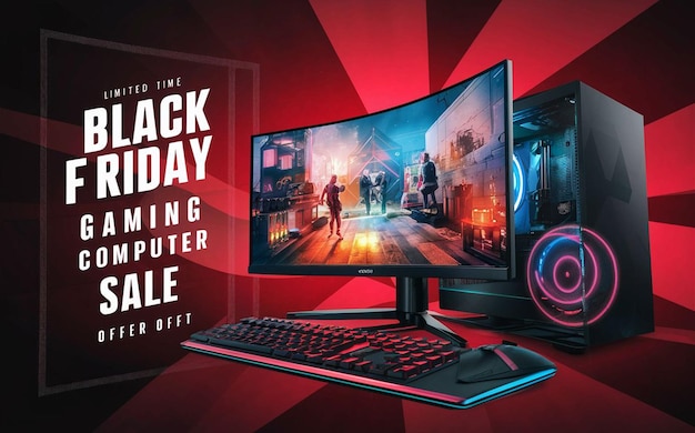 PSD computerspiele black friday super sale soziale medien post design vorlage