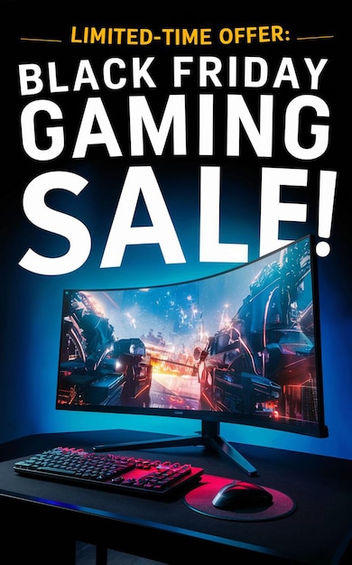 PSD computerspiele black friday super sale soziale medien post design vorlage