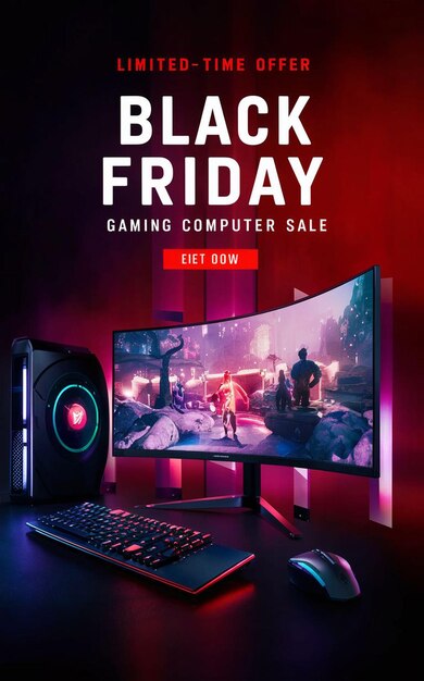 PSD computerspiele black friday super sale soziale medien post design vorlage