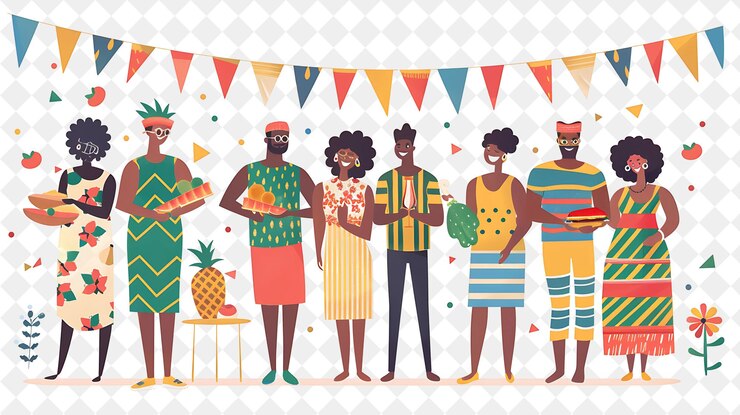 PSD comunidades que se reúnen para la celebración del decimosexto festival de ilustración plana del mundo