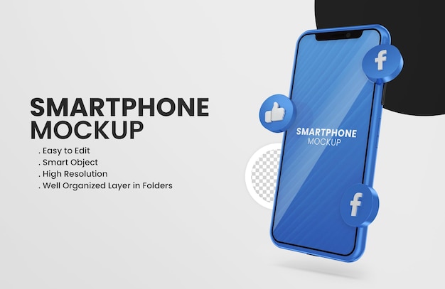 con rendering 3d icona snapchat smartphone mockup