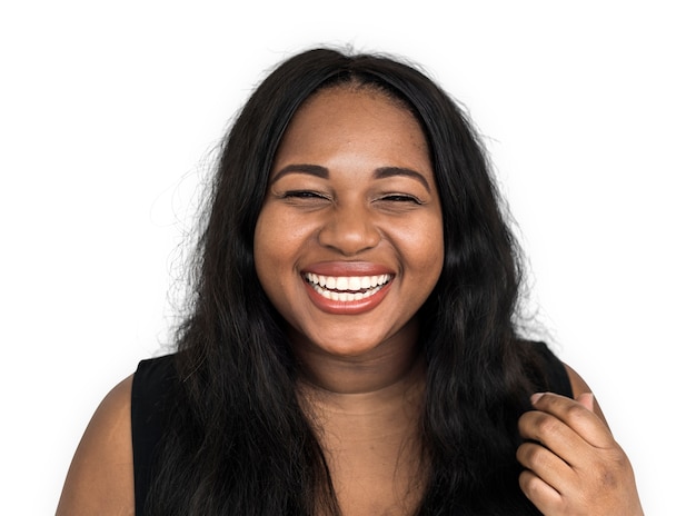 Conceito alegre do retrato do estúdio da mulher