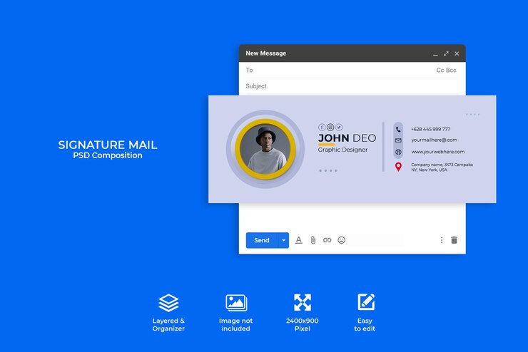 Conceito criativo de design de modelo de assinatura de e-mail ou rodapé de e-mail e capa de mídia social pessoal