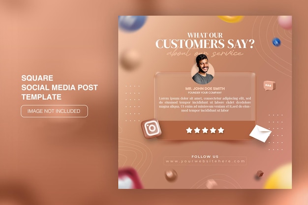 PSD conceito criativo feedback e depoimento do cliente nas mídias sociais modelo de postagem no instagram