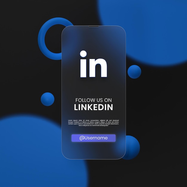 PSD conceito criativo ícone do logotipo do linkedin em modelo de ícones de mídia social de fundo de vidromorfismo