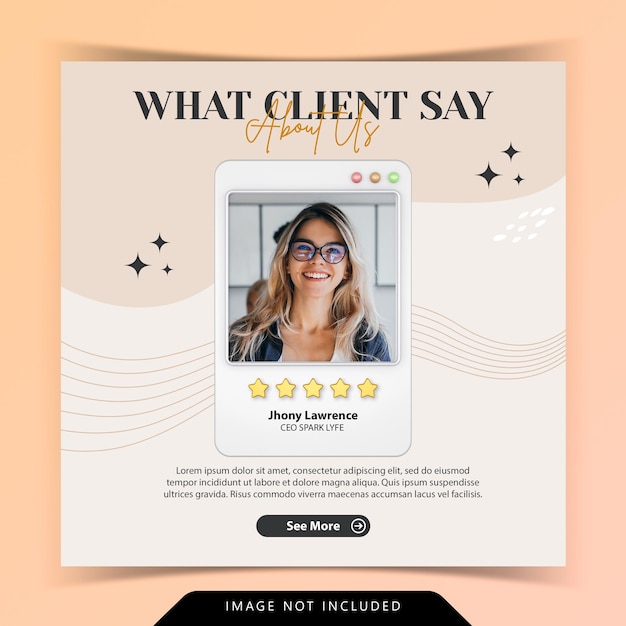 Conceito criativo para feedback satisfeito, testemunho do cliente, mídia social, modelo de postagem no instagram