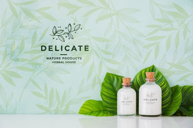 Conceito de banho close-up com produtos de higiene pessoal