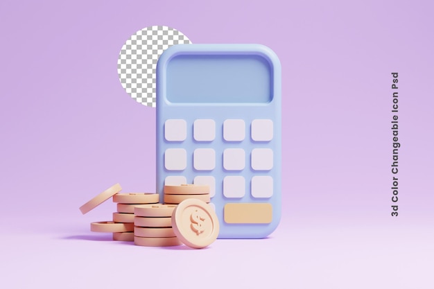 conceito de cálculo de dinheiro financeiro ilustração 3d ou ícone de conceito de planejamento de risco de dinheiro financeiro 3d