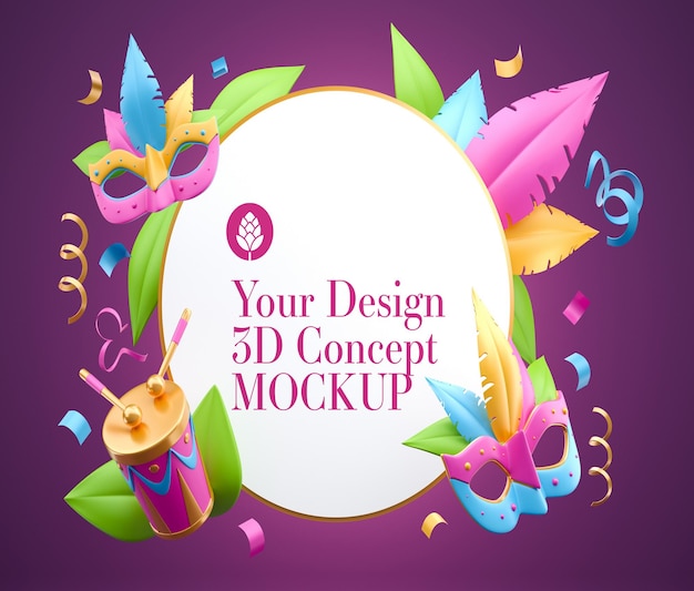 Conceito de Carnaval com Mockup de Quadro