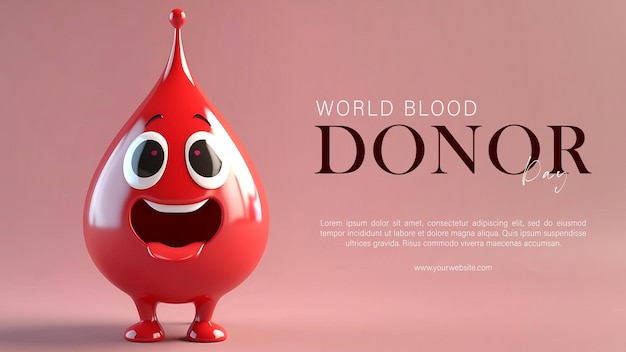 PSD conceito de cartaz do dia mundial do doador de sangue