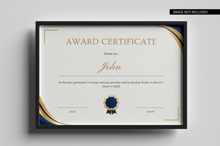 Conceito de certificado com maquete de quadro